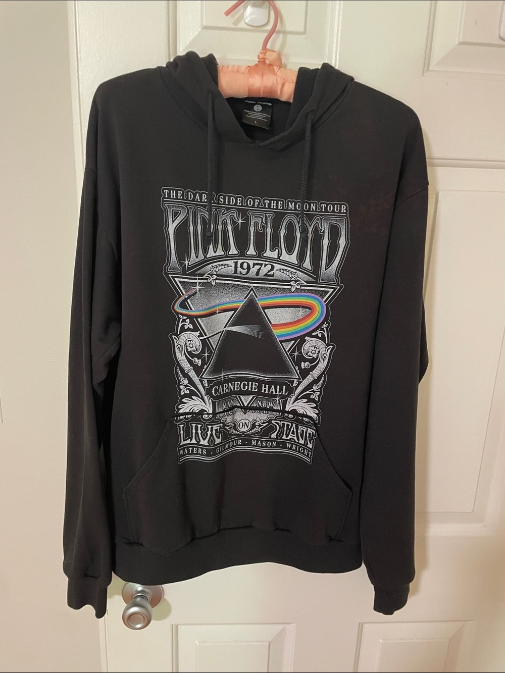 Pink Floyd Dark Side of the Moon Officially Licensed Black Hoodie Front Pocket